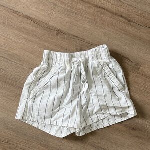 Women's White Striped Drawstring Shorts